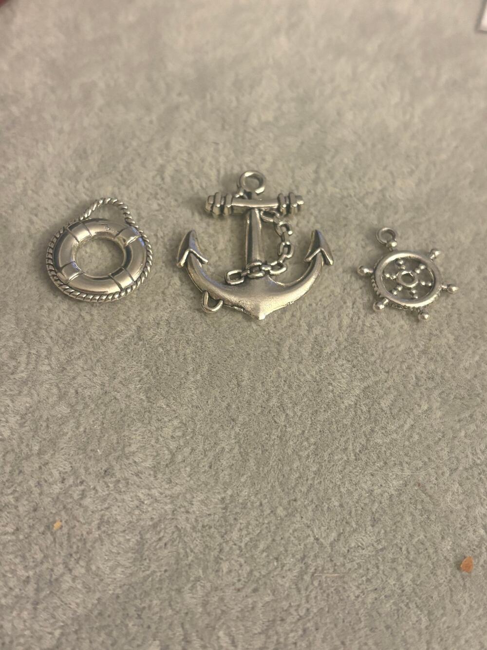 Vintage Nautical Charm Lot Anchor Wheel Lifesaver